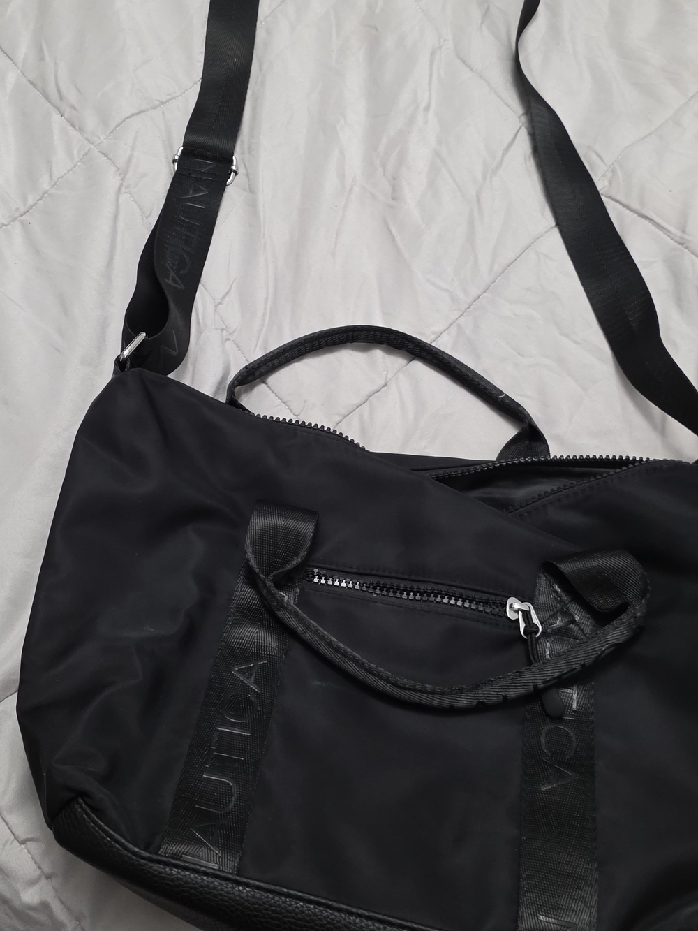 Nautica Black Nylon Duffel with Adjustable Shoulder Strap